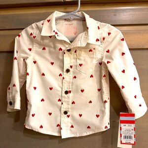 Baby Boy Heart Print Button Down Shirt